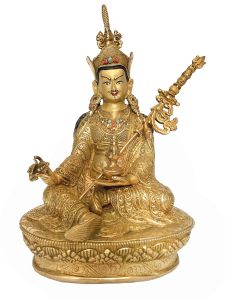 Handmade Nepali Statue Of Guru, Full Gold Plated 