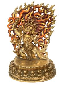 Handmade Nepali Statue Of Vajrapani, Full Gold Plated 