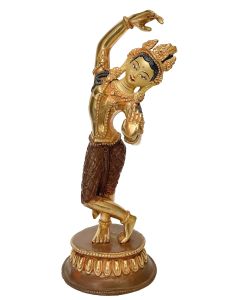 Handmade Nepali Statue Of Maya Devi, Partly Gold Plated 