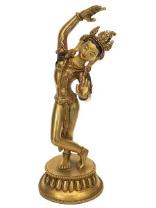 Handmade Nepali Statue Of Maya Devi, Full Gold Plated 