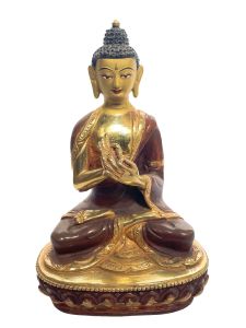 Handmade Nepali Statue Of Buddha, Partly Gold Plated 