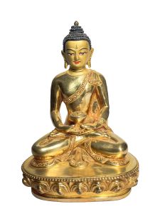 Handmade Nepali Statue Of Buddha, Full Gold Plated 
