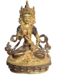Handmade Nepali Statue Of Vajrasattva, Partly Gold Plated 