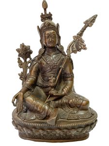 Nepali Handmade Statue Of Padmasambhava, Chocolate Oxidized 