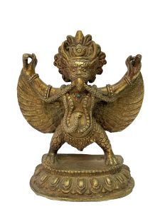Old +30 Years ,Nepali Handmade Statue Of Garuda, Gold plated antique finishing 