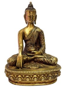 Nepali Handmade Statue Of Shakyamuni Buddha, Bronze Finishing , Antique finishing