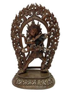 Nepali Handmade Statue Of Chakrasambara , Chocolate Oxidized 