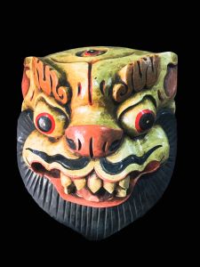 Handmade Wooden Mask Of Dragon, Painted White 