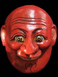 Handmade Wooden Mask Of Joker, Painted Red 