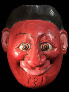 Handmade Wooden Mask Of Joker, Painted Red 