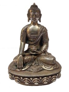  Masterpiece , Sterling Silver, 580 Gram Statue of Shakyamuni Buddha, Old Stock 