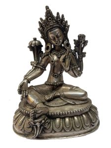  Masterpiece , Sterling Silver, 320 Gram Statue of Green Tara, Old Stock 