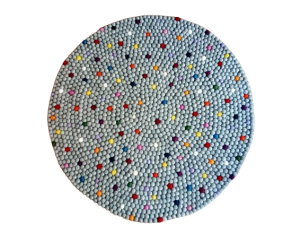 Grey with Multy Color  100 Cm x 100 Cm Round Felt Ball Carpet For Home/Office