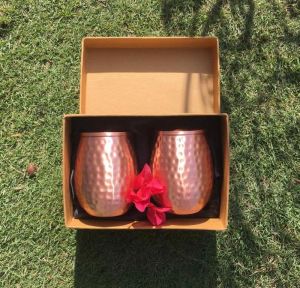 Dhaatu Ayurvedic Pure Copper Set of 2 Copper Tumblers- 355ml (Made in Nepal)