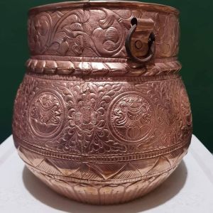Copper Butta Pathi Fine Carved Astamangal 8" Newari Style