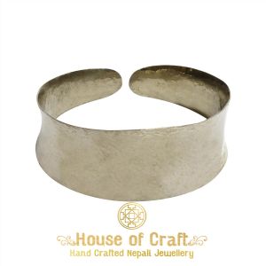 Handmade Hammered White Metal Concave Bracelet