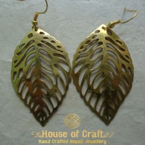 Hand-Made Light Weight Brass Leaf Silhouette Earring