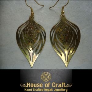 Light Weight Hand-Made Brass Pointed Leaf Earring