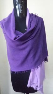 Pure  Cashmere Light weight  felted  shaded  shawl with  four  side  frienge 