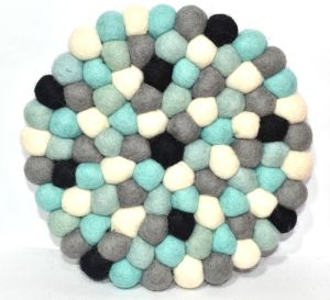 Handmade Pure Woolen 21 cm Diameter Felt Ball Mat  