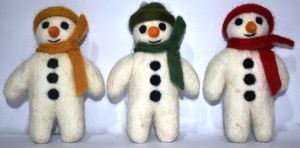 Pure Woolen Christmas Designed Felted Snow Man Doll