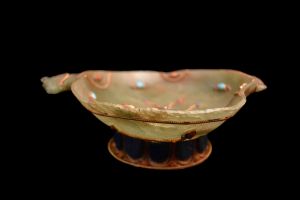 Gold Plated Lining Aventurine Green Bowl with Stone Setting
