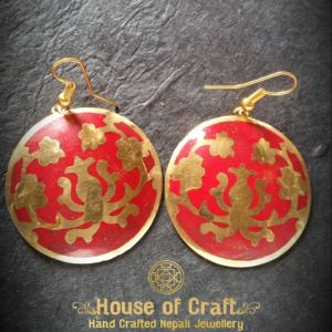 Hand-Made Light Weight Brass Stone Filled Floral Design Circle Earring