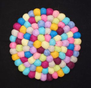 Felt Wool Ball Mat Pastel Mix | Hand Made in Nepal | Multi-colored | Soft | Light weight 