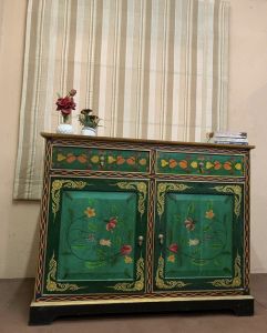 Flower Art Wood Cabinet