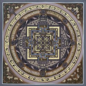 Hand-Painted Kalachakra Mandala Tibetan Thangka Art 17 Inches x 17 Inches