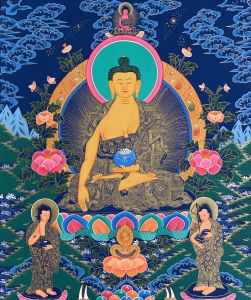 Hand-Painted Shakyamuni Buddha Tibetan Thangka Art on Canvas 22 x 30 Inches