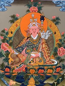 Hand-Painted Padmasambhava Guru Rimpoche Thangka Art on Canvas 13 x 17 Inches