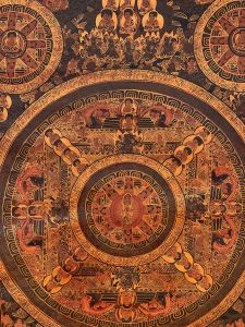 Hand-Painted Buddha Life Cycle Tibetan Thangka Art on Canvas  24 x 31 Inches
