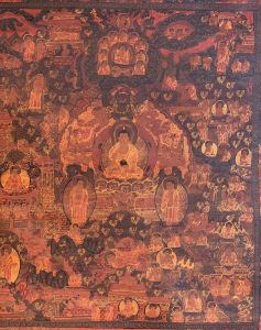 Hand-Painted Buddha Life Mandala Tibetan Thangka Art on Canvas 17 x 22 Inches