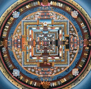 Hand-Painted Kalachakra Mandala Tibetan Thangka Premium Quality Art 14 x 14 Inches