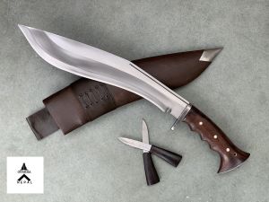 Gurkha Nepal Hand-Forged Chira 2 Fuller Khukuri Full Tang Gripper Blocker Handle 13 Inched Blade