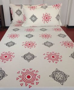 Black and Red Traditional Print Bedsheet