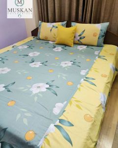 Joint Yellow and Green Cotton Bedsheet Set