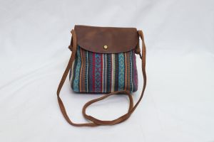Cotton & Leather Multi-Colored Messenger bag