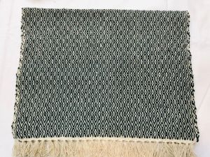 100% Pure Cotton Linen Dining Mats with Patterned Design (Green & White)