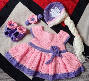 Baby Frock Set with ELSA Hat / Flower Hair Band and Shoes