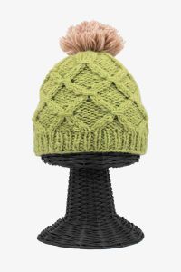 Soft & Warm Stretchable 100% Woolen Outside and Polyester Inside Light Green Beanie Hat