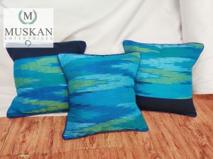 Handwoven Dhaka Blue Cushion Cover