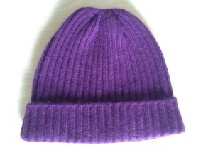 Pure Cashmere Ribbed  cap   Hand made in  Nepal