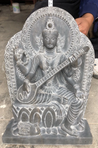 Stone Carved Goddess Saraswati 