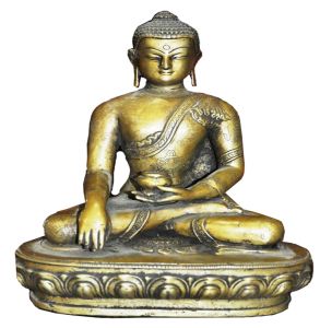 Handmade 12 Inches Height Brass Buddha Statue for Worshipping and Home Decorating